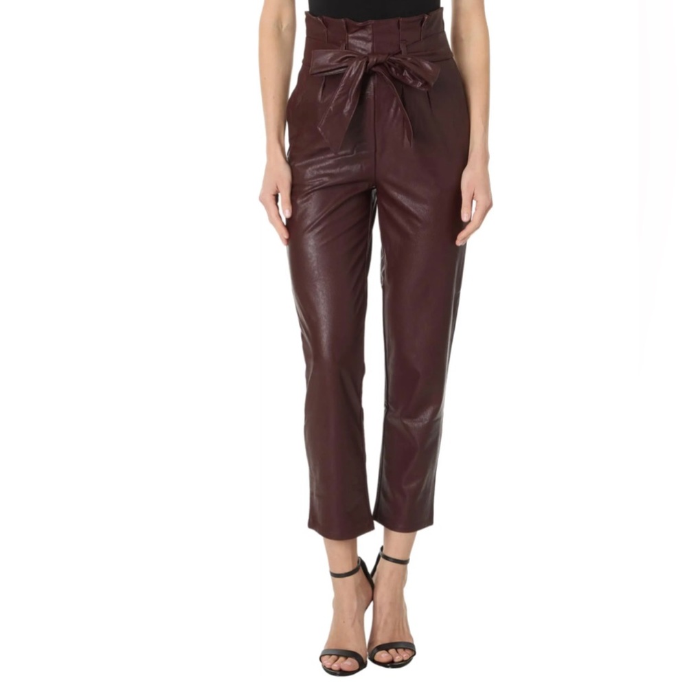 ▪️Commando Faux Leather Paperbag High Waist Belted Pants in Oxblood